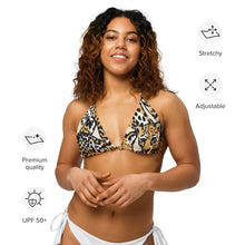 Load image into Gallery viewer, FELINE - All-over print recycled string bikini top