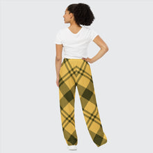 Load image into Gallery viewer, BumN-YELLOW PLAID - All-over print unisex wide-leg pants