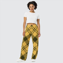 Load image into Gallery viewer, BumN-YELLOW PLAID - All-over print unisex wide-leg pants
