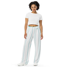 Load image into Gallery viewer, BumN-BLUE PIN STRIPE - All-over print unisex wide-leg pants