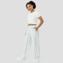 Load image into Gallery viewer, BumN-BLUE PIN STRIPE - All-over print unisex wide-leg pants