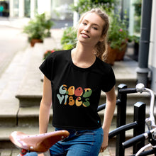 Load image into Gallery viewer, GOOD VIBES - Women's All Over Print Crop Tee