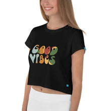 Load image into Gallery viewer, GOOD VIBES - Women's All Over Print Crop Tee
