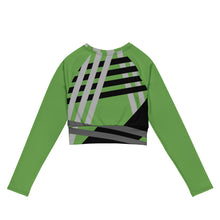 Load image into Gallery viewer, BumN-GREEN ABSTRACT - Recycled long-sleeve crop top