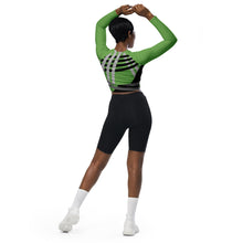 Load image into Gallery viewer, BumN-GREEN ABSTRACT - Recycled long-sleeve crop top