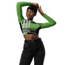 Load image into Gallery viewer, BumN-GREEN ABSTRACT - Recycled long-sleeve crop top