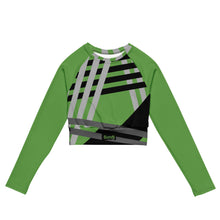 Load image into Gallery viewer, BumN-GREEN ABSTRACT - Recycled long-sleeve crop top