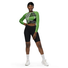 Load image into Gallery viewer, BumN-GREEN ABSTRACT - Recycled long-sleeve crop top
