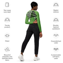 Load image into Gallery viewer, BumN-GREEN ABSTRACT - Recycled long-sleeve crop top