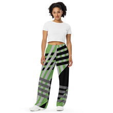 Load image into Gallery viewer, BumN-GREEN ABSTRACT - All-over print unisex wide-leg pants