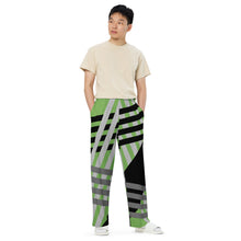 Load image into Gallery viewer, BumN-GREEN ABSTRACT - All-over print unisex wide-leg pants
