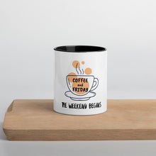 Load image into Gallery viewer, Coffee and Friday-Mug with Color Inside