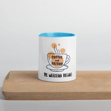 Load image into Gallery viewer, Coffee and Friday-Mug with Color Inside