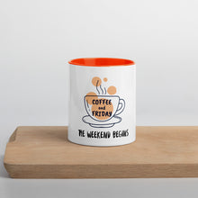 Load image into Gallery viewer, Coffee and Friday-Mug with Color Inside