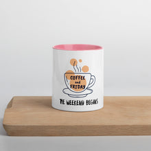 Load image into Gallery viewer, Coffee and Friday-Mug with Color Inside