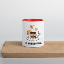 Load image into Gallery viewer, Coffee and Friday-Mug with Color Inside
