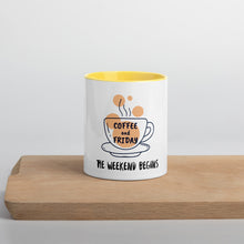 Load image into Gallery viewer, Coffee and Friday-Mug with Color Inside