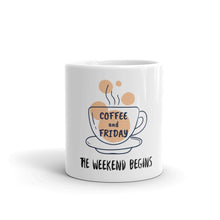 Load image into Gallery viewer, Coffee and Friday- White glossy mug